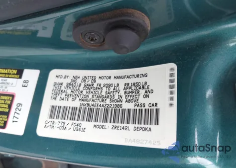 2010 Toyota Corolla Le from USA, damaged, VIN 1NXBU4EE4AZ221986